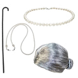 Maxbell Old Lady Wig Costume Set Granny Wig for Women's Halloween Dress Up StyleE
