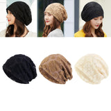 Maxbell Turban Hat Baggy Skullcap Hat Hijabs Slouchy Beanie for Women Daily Winter Black