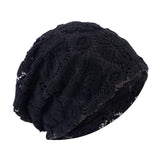 Maxbell Turban Hat Baggy Skullcap Hat Hijabs Slouchy Beanie for Women Daily Winter Black