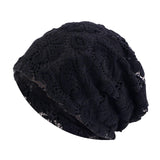 Maxbell Turban Hat Baggy Skullcap Hat Hijabs Slouchy Beanie for Women Daily Winter Black