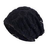 Maxbell Turban Hat Baggy Skullcap Hat Hijabs Slouchy Beanie for Women Daily Winter Black