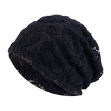 Maxbell Turban Hat Baggy Skullcap Hat Hijabs Slouchy Beanie for Women Daily Winter Black