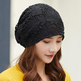 Maxbell Turban Hat Baggy Skullcap Hat Hijabs Slouchy Beanie for Women Daily Winter Black