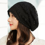 Maxbell Turban Hat Baggy Skullcap Hat Hijabs Slouchy Beanie for Women Daily Winter Black