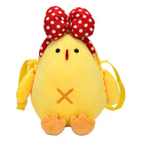 Maxbell Cartoon Cute Plush Chick Shoulder Bag Plush Doll Zipper Handbag Casual Red Headband