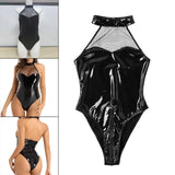 Maxbell Patent Leather Leotard Bodysuit Charms PU Fashion for Women Home Clubwear XXL