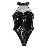 Maxbell Patent Leather Leotard Bodysuit Charms PU Fashion for Women Home Clubwear XXL