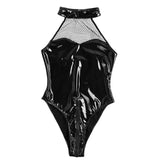 Maxbell Patent Leather Leotard Bodysuit Charms PU Fashion for Women Home Clubwear XXL