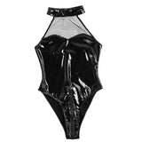 Maxbell Patent Leather Leotard Bodysuit Charms PU Fashion for Women Home Clubwear XXL