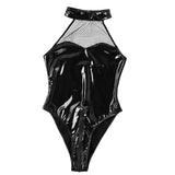Maxbell Patent Leather Leotard Bodysuit Charms PU Fashion for Women Home Clubwear XXL