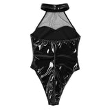Maxbell Patent Leather Leotard Bodysuit Charms PU Fashion for Women Home Clubwear XXL