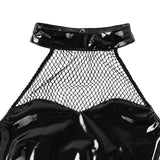 Maxbell Patent Leather Leotard Bodysuit Charms PU Fashion for Women Home Clubwear XXL