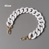 Maxbell Flat Chain Strap Acrylic Chains Charms Decoration Ladies Bag Handbag white