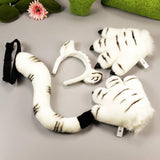 Maxbell Cosplay Tail Set Costume Dress up Animal Themed Parties Gift for Birthday White Tiger 4pcs