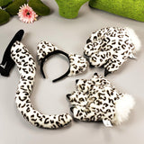 Maxbell Cosplay Tail Set Costume Dress up Animal Themed Parties Gift for Birthday Snow Leopard 4pcs