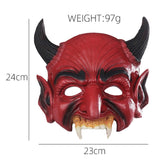 Maxbell Red Halloween Devil Demon Mask Half Face Scary for Cosplay Carnival Adults