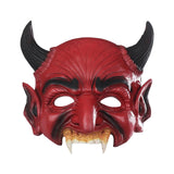 Maxbell Red Halloween Devil Demon Mask Half Face Scary for Cosplay Carnival Adults