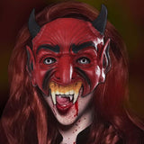 Maxbell Red Halloween Devil Demon Mask Half Face Scary for Cosplay Carnival Adults