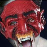 Maxbell Red Halloween Devil Demon Mask Half Face Scary for Cosplay Carnival Adults