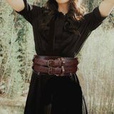 Maxbell Premium PU Leather Waist Belt Costume Accessories Dressing up with Buckle Brown