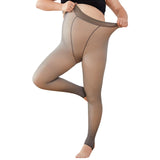 Maxbell Women Fleece Lined Tights Fake Translucent Pantyhose Pants 320g Toeless