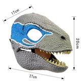 Maxbell Creative Dinosaur Mask Moving Jaw Cosplay Head Mask for Party Costume Decor Blue