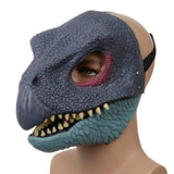 Maxbell Creative Dinosaur Mask Moving Jaw Cosplay Head Mask for Party Costume Decor Royal Blue