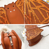 Maxbell Casual PU Leather Shoulder Bag Pouch Big Capacity Lady Beach Sequins Handbag Brown