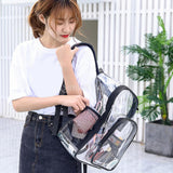 Maxbell Transparent Book Bags Multifunction Clear PVC Backpack for Work Black