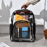 Maxbell Transparent Book Bags Multifunction Clear PVC Backpack for Work Dark Grey