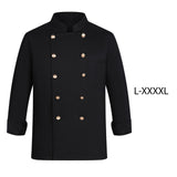 Maxbell Unisex Chef Uniform Fall Long Length Sleeve Chef Jacket for Restaurant Hotel L Size Black