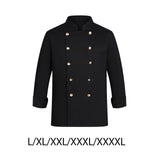 Maxbell Unisex Chef Uniform Fall Long Length Sleeve Chef Jacket for Restaurant Hotel L Size Black
