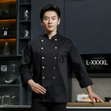 Maxbell Unisex Chef Uniform Fall Long Length Sleeve Chef Jacket for Restaurant Hotel L Size Black