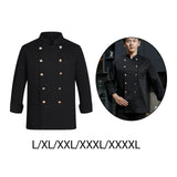 Maxbell Unisex Chef Uniform Fall Long Length Sleeve Chef Jacket for Restaurant Hotel L Size Black