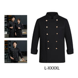 Maxbell Unisex Chef Uniform Fall Long Length Sleeve Chef Jacket for Restaurant Hotel L Size Black