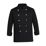 Maxbell Unisex Chef Uniform Fall Long Length Sleeve Chef Jacket for Restaurant Hotel L Size Black