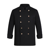 Maxbell Unisex Chef Uniform Fall Long Length Sleeve Chef Jacket for Restaurant Hotel L Size Black
