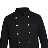 Maxbell Unisex Chef Uniform Fall Long Length Sleeve Chef Jacket for Restaurant Hotel L Size Black