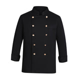 Maxbell Unisex Chef Uniform Fall Long Length Sleeve Chef Jacket for Restaurant Hotel XL Size Black