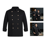 Maxbell Unisex Chef Uniform Fall Long Length Sleeve Chef Jacket for Restaurant Hotel XXL Size Black