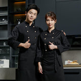 Maxbell Unisex Chef Uniform Fall Long Length Sleeve Chef Jacket for Restaurant Hotel XXL Size Black
