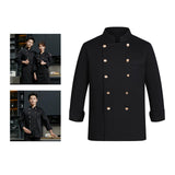 Maxbell Unisex Chef Uniform Fall Long Length Sleeve Chef Jacket for Restaurant Hotel XXL Size Black