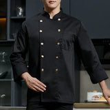 Maxbell Unisex Chef Uniform Fall Long Length Sleeve Chef Jacket for Restaurant Hotel XXL Size Black