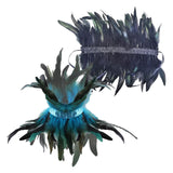 Maxbell Gothic Victorian Feather Collar Shoulder Cape Neck Warp for Halloween Black