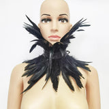 Maxbell Gothic Victorian Feather Collar Shoulder Cape Neck Warp for Halloween Black