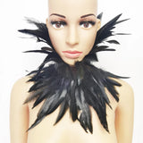 Maxbell Gothic Victorian Feather Collar Shoulder Cape Neck Warp for Halloween Black