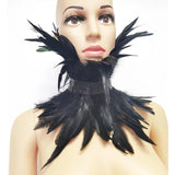 Maxbell Gothic Victorian Feather Collar Shoulder Cape Neck Warp for Halloween Black