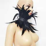 Maxbell Gothic Victorian Feather Collar Shoulder Cape Neck Warp for Halloween Black