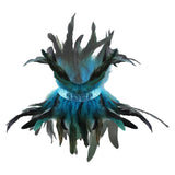 Maxbell Gothic Victorian Feather Collar Shoulder Cape Neck Warp for Halloween Blue