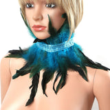 Maxbell Gothic Victorian Feather Collar Shoulder Cape Neck Warp for Halloween Blue